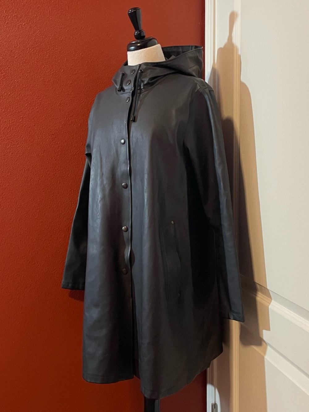 Stutterheim Handmade Mosebacke A-Line Snap Closure Heavy Long Rain Coat Jacket